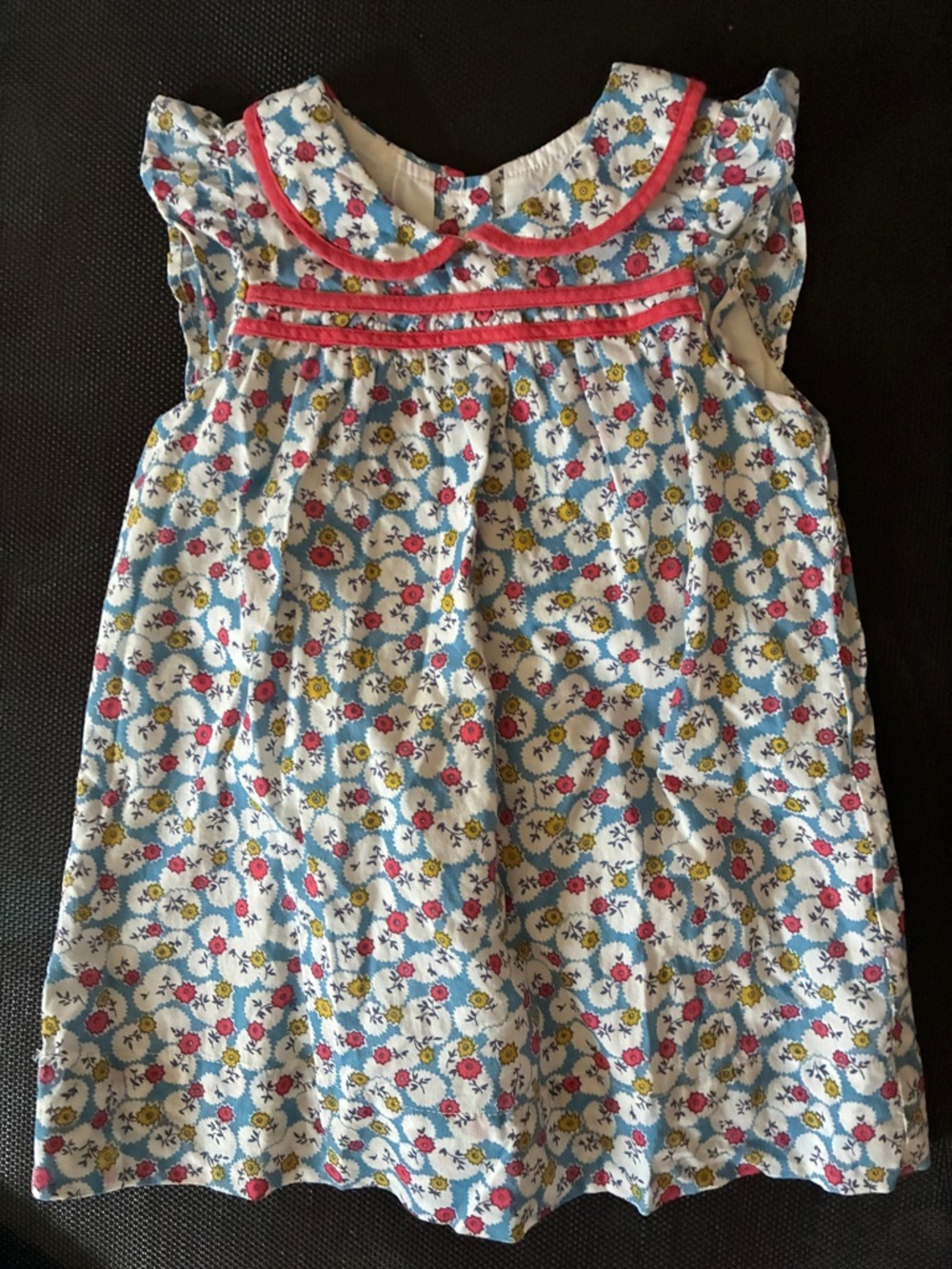 Baby Boden White Dress with Blue, Pink and Yellow Floral Print
